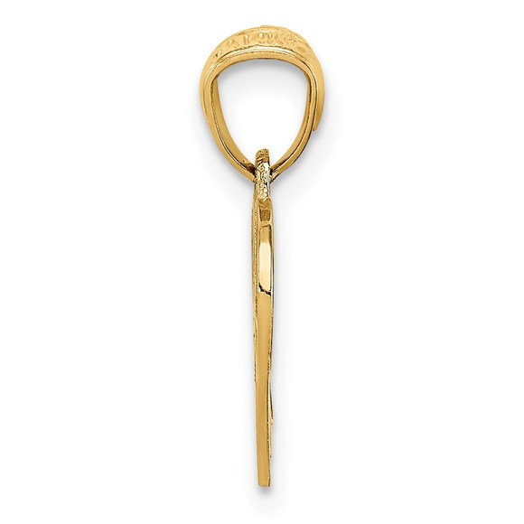 14k Yellow Gold Genuine Sports Basketball and Hoop Necklace Charm Pendant - Picture 3 of 5